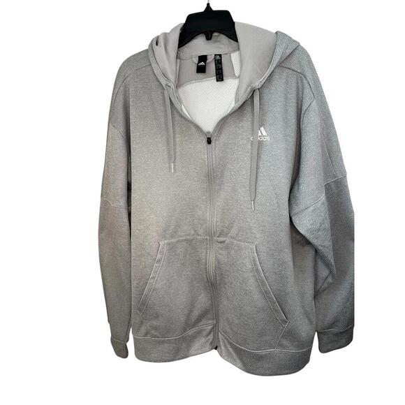 Adidas Men's CLIMAWARM Fleece Sweatshirt Grey 2XL Long Sleeves Athleisure Logo - Picture 1 of 4
